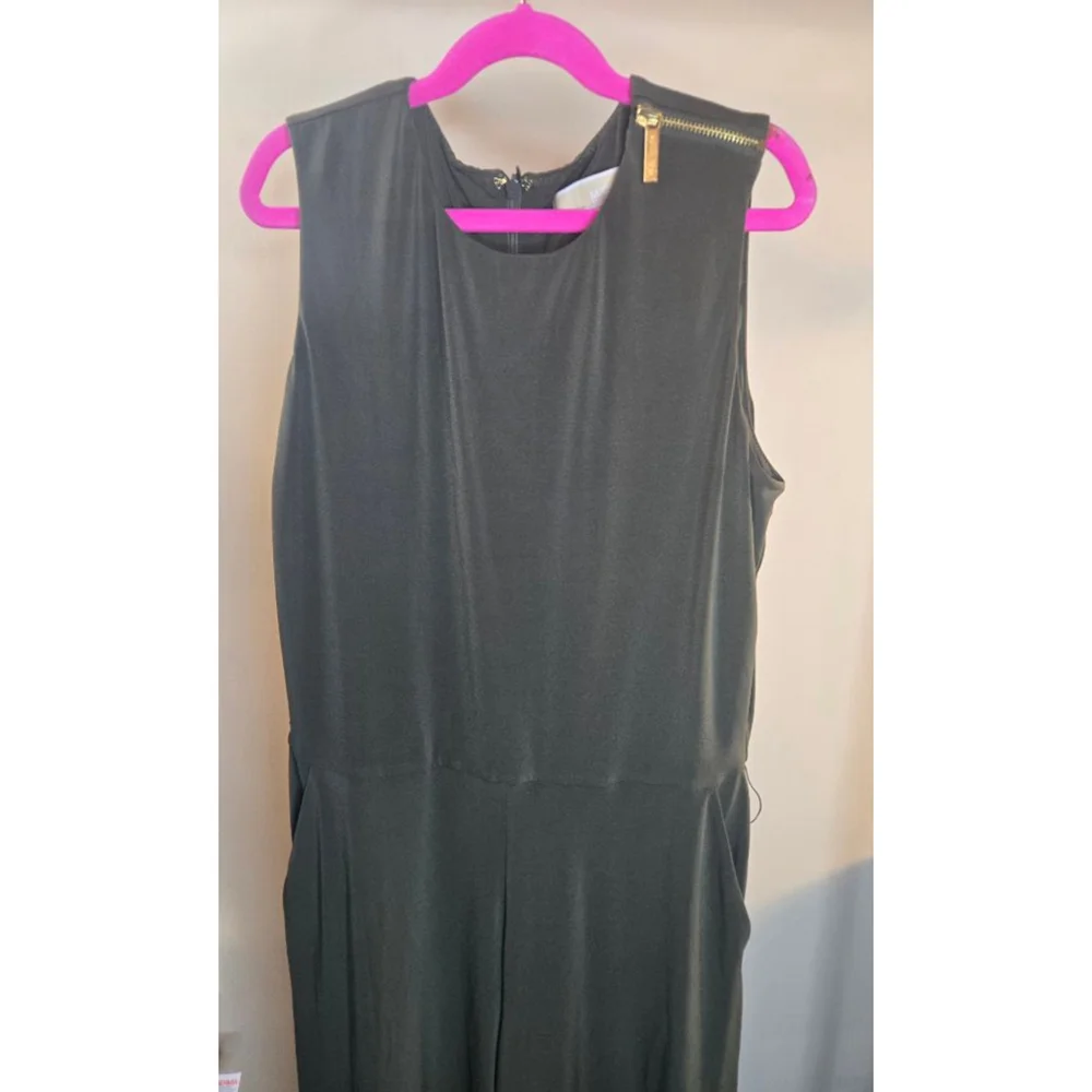 Women's Michael Kors Jumpsuit M Green with Gold Zipper